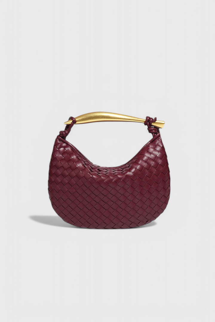 BOLSO TEJIDO CON ASA DORADA